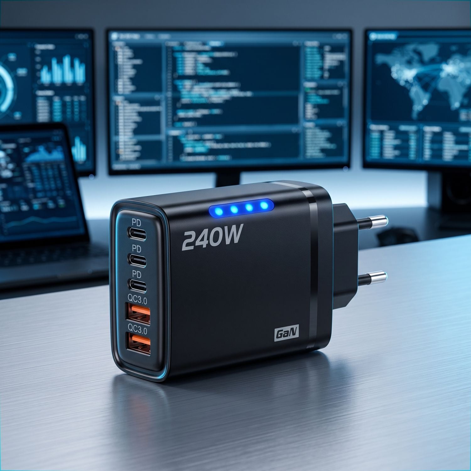 Chargeur GaN 240W USB-C PD - 4 Ports Charge Rapide